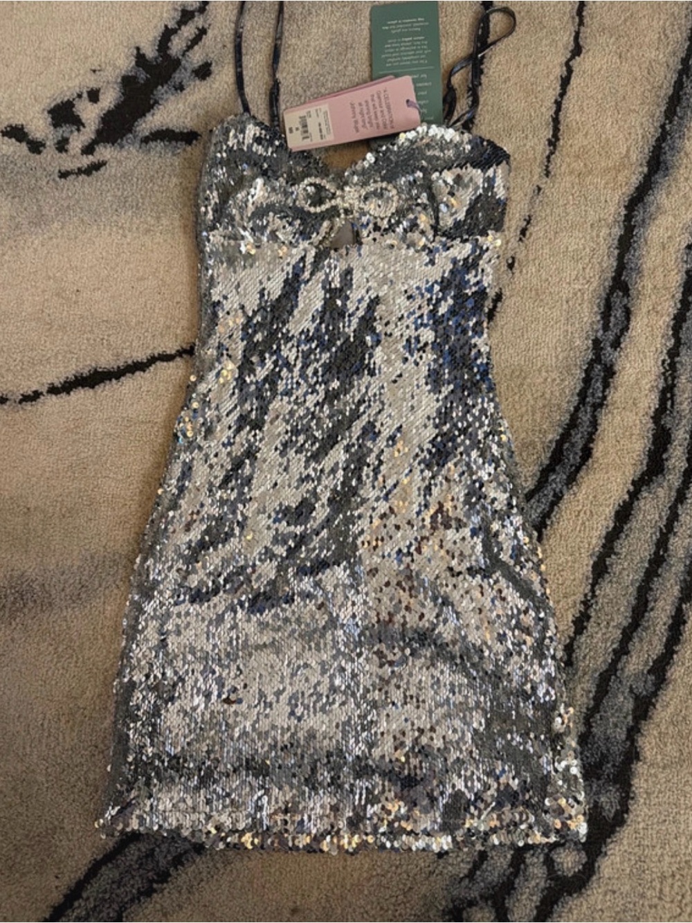 Silver Sequin Mini Dress